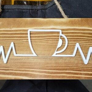 Wooden Coffee Cup Heart Beat Wall Art